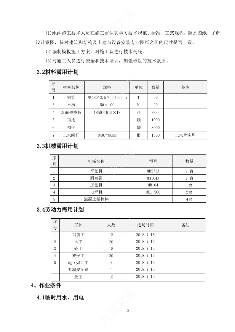消防水池施工方案 第2页