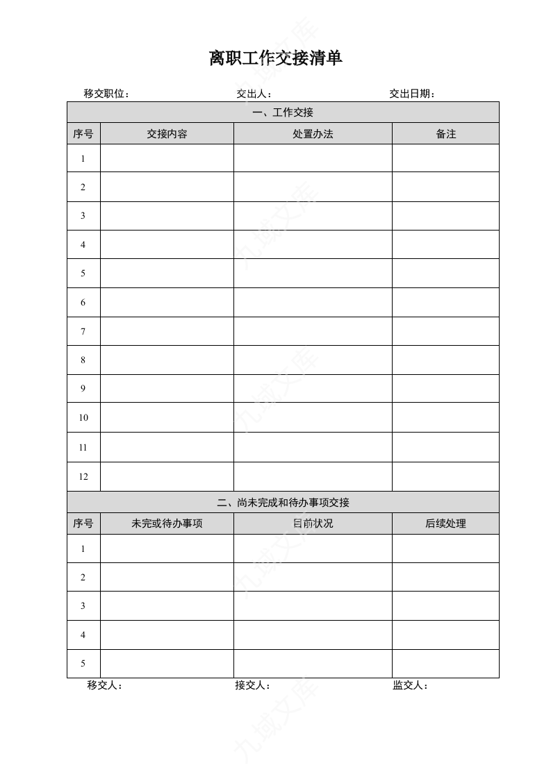 工作交接清单 第1页