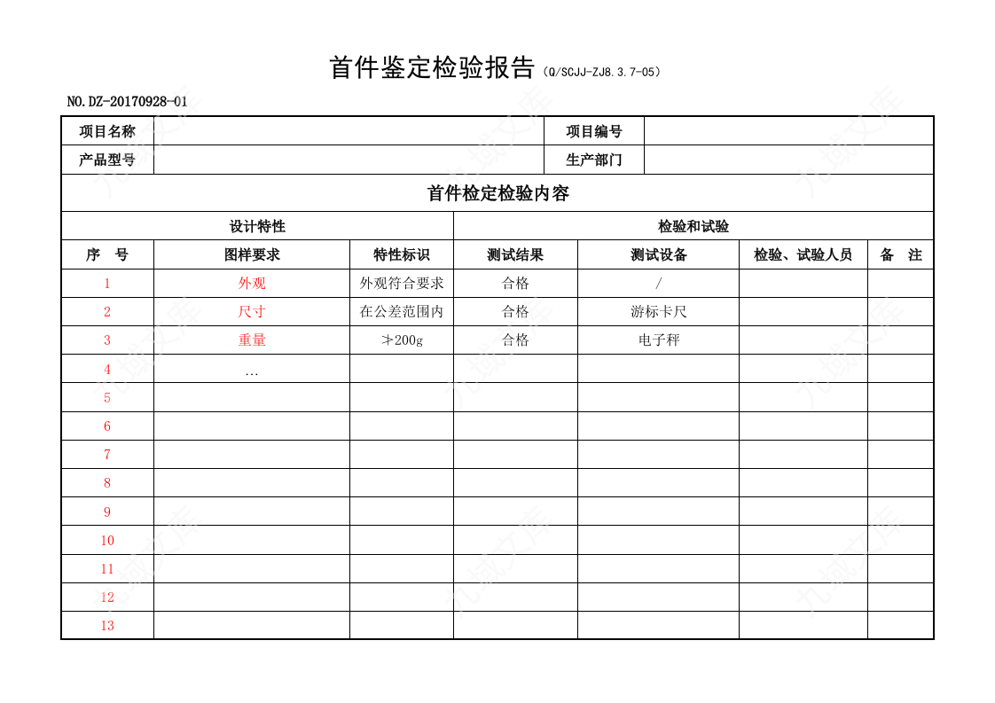 首件鉴定检验报告 第1页