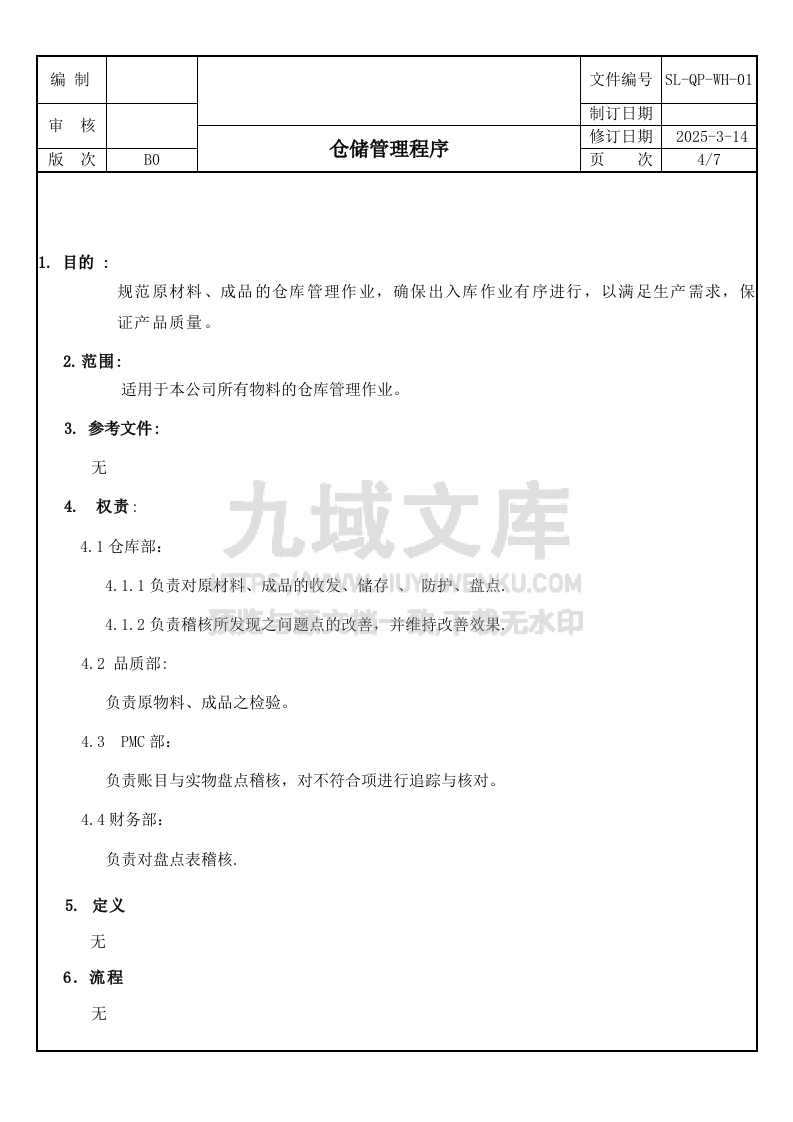 SL-QP-WH-01仓储管理程序 第4页