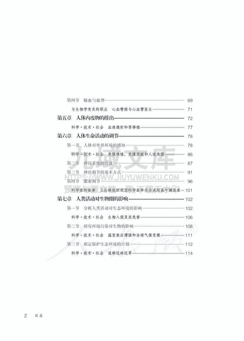 人教版7年级生物下册【高清教材】 第4页