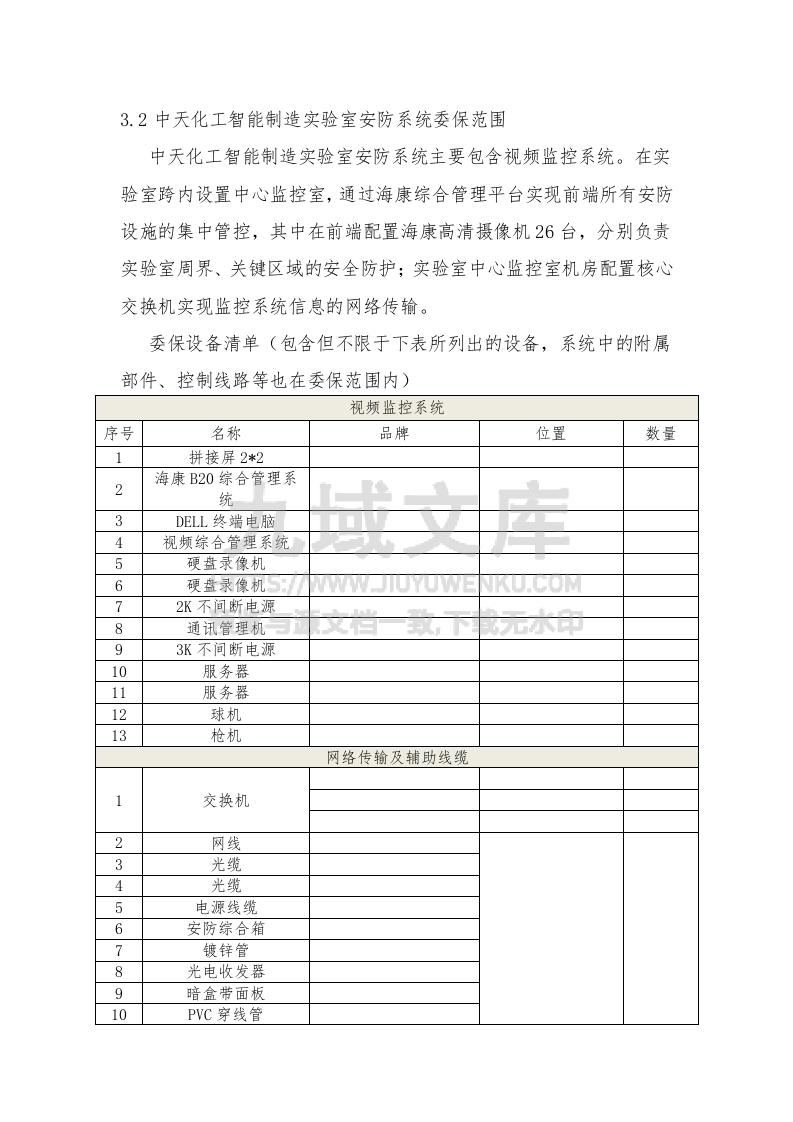 安防系统委保技术规格书 第3页
