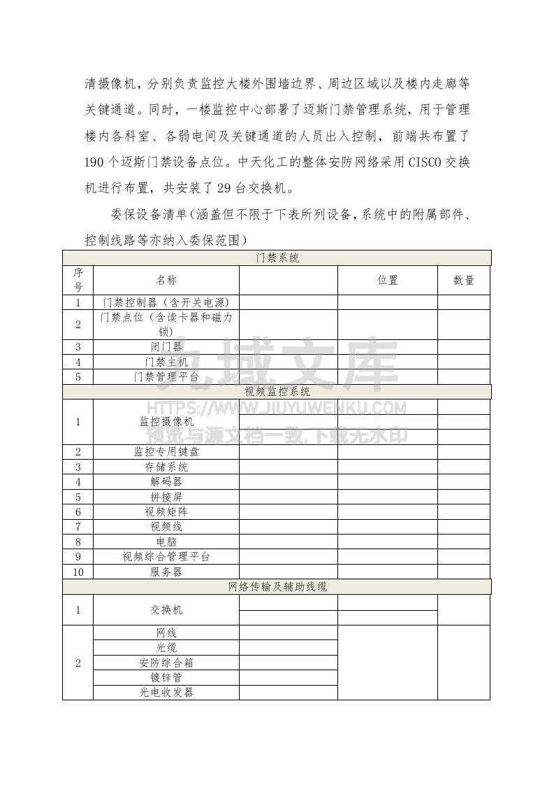 安防系统委保技术规格书 第2页