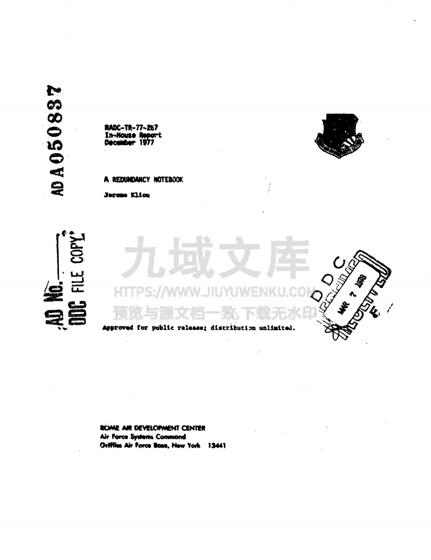 AD-A050837-A-Redundancy-Notebook 第1页