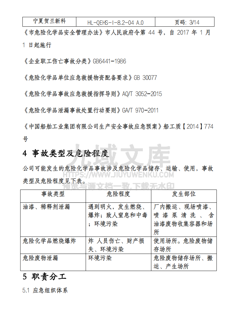 危险化学品专项应急预案 第3页