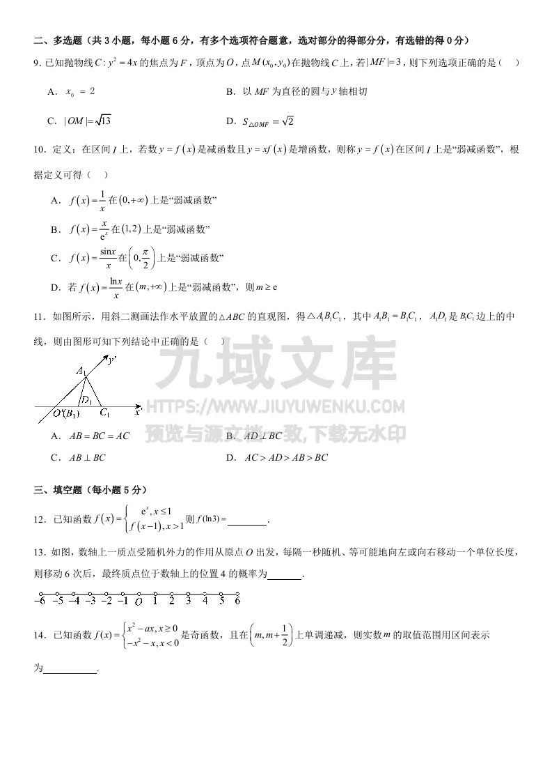 江苏省南京师范大学附属中学、盐城联考2025届高三上学期一模考前模拟数学试题及解析 第2页