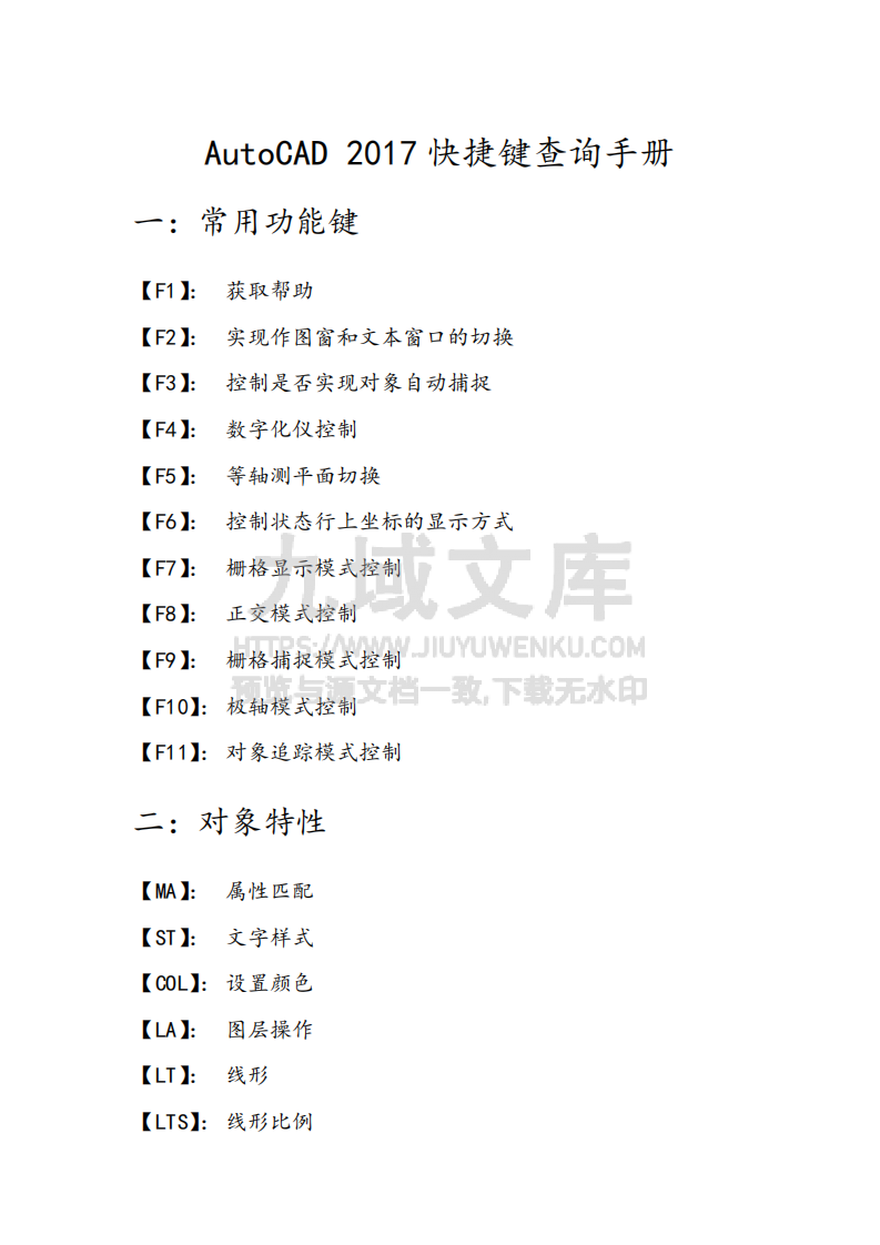 AutoCAD 2017快捷键查询手册 第1页