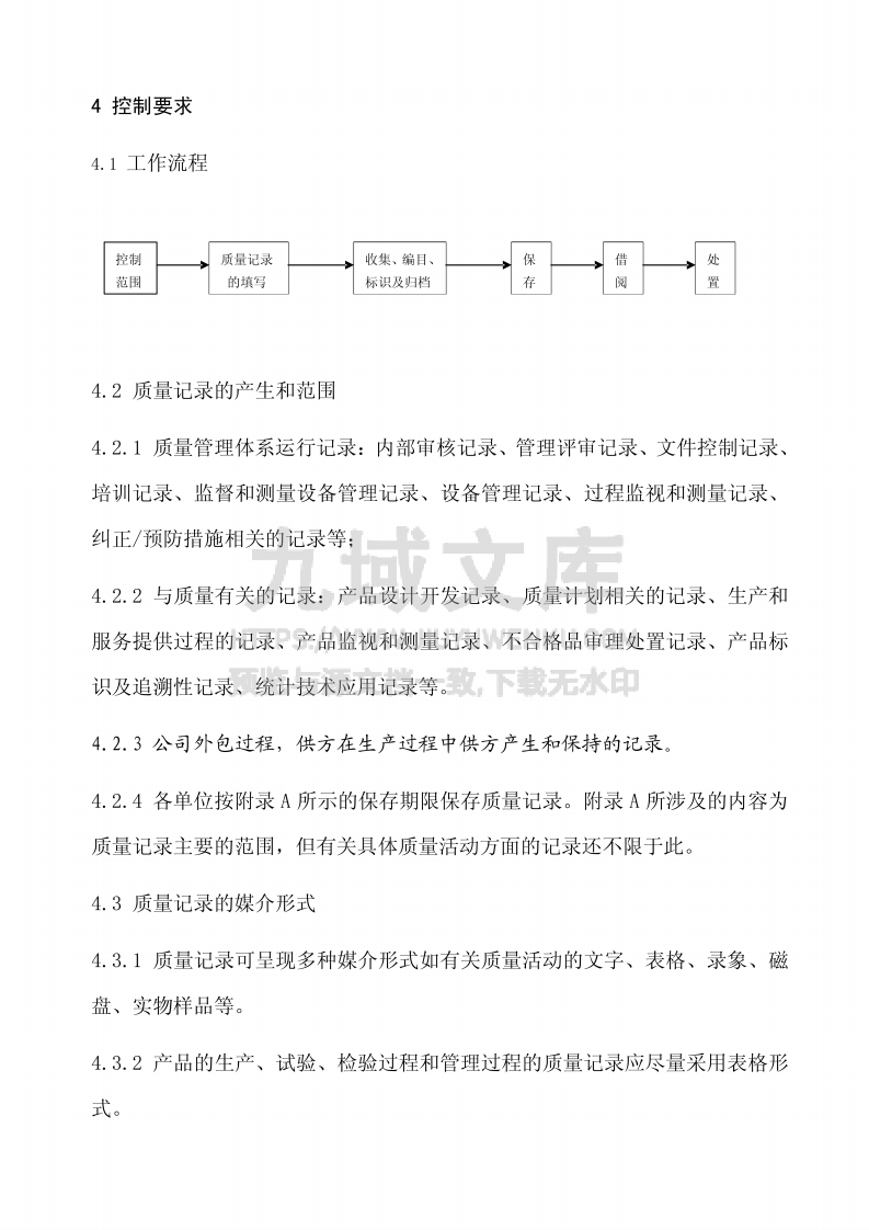 GJB9001质量记录控制程序 第2页