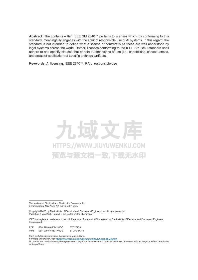 IEEE 2840 2024 - IEEE Standard for Responsible AI Licensing 第3页
