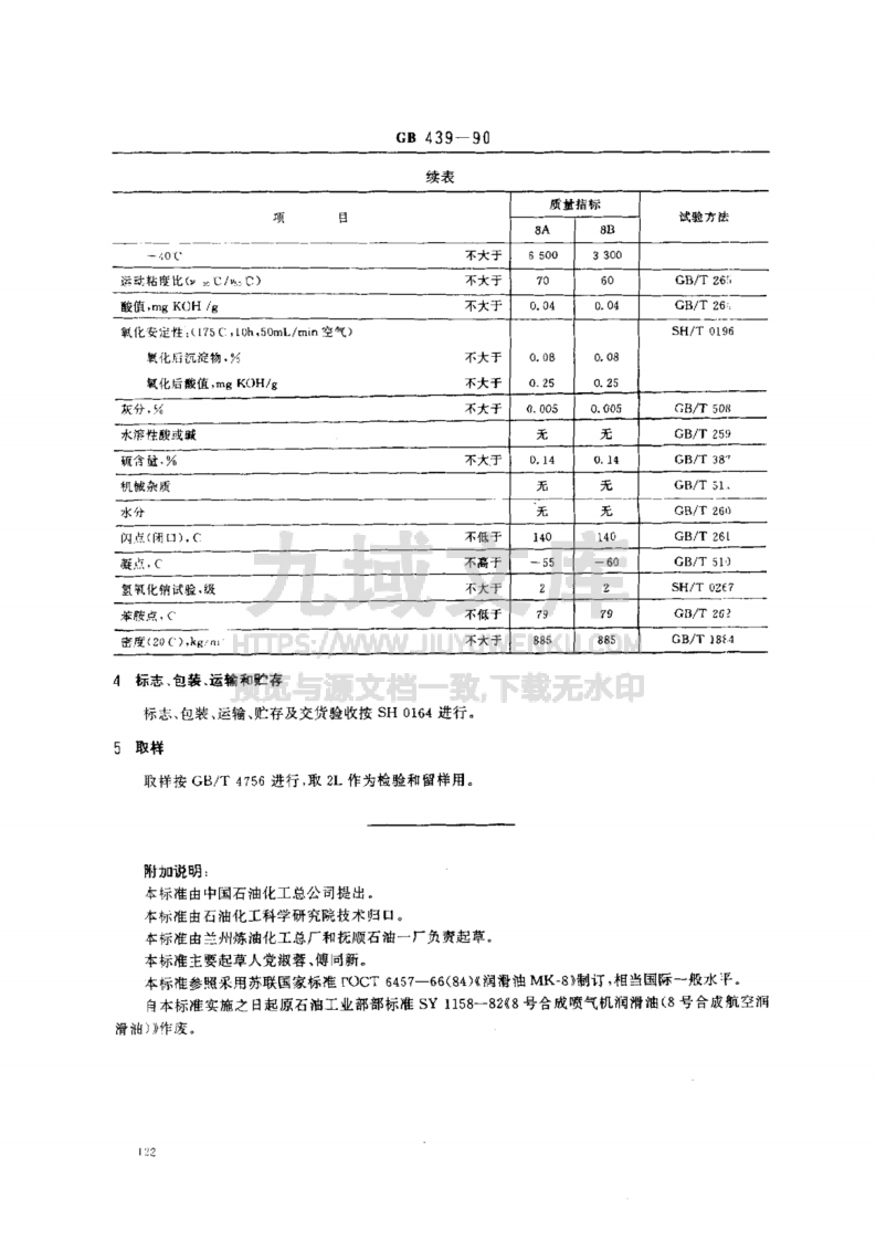GB 439-1990航空喷气机润滑油 第2页