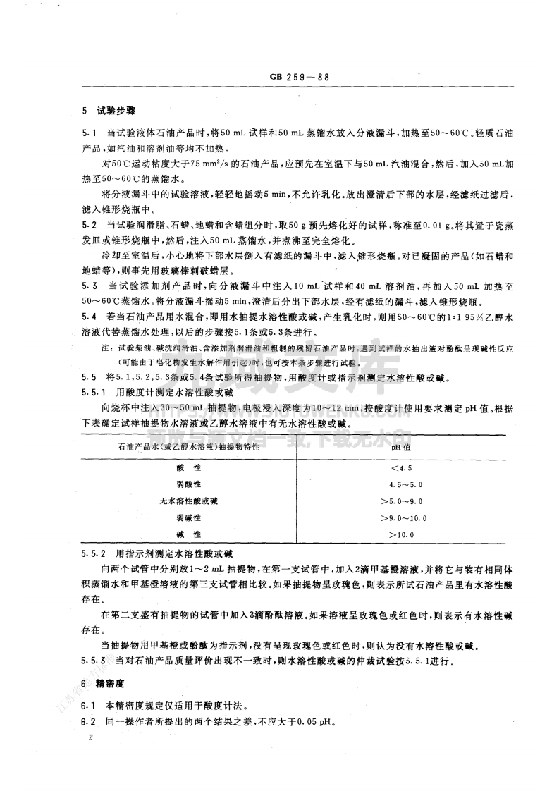 GB T 259-1988石油产品水溶性酸及碱测定法 第3页