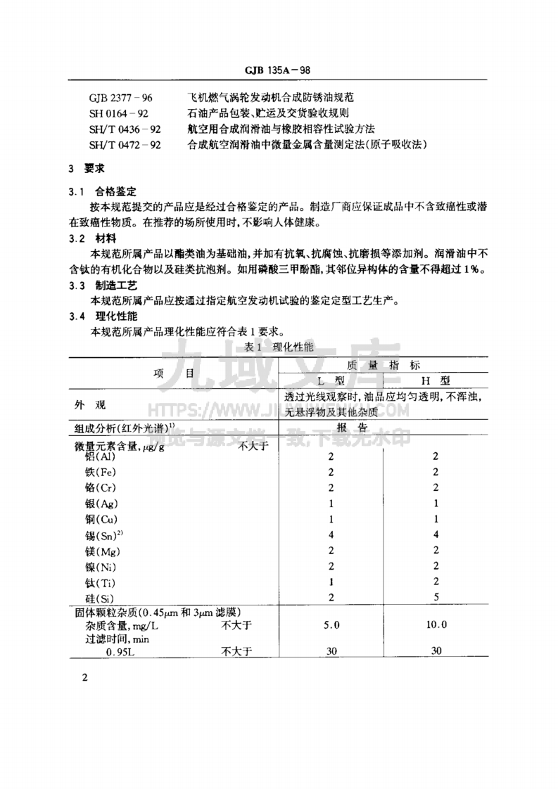 GJB 135A-1998合成航空润滑油规范 第5页