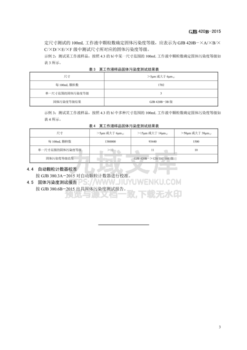 GJB 420B-2015 航空工作液固体污染度分级 第5页