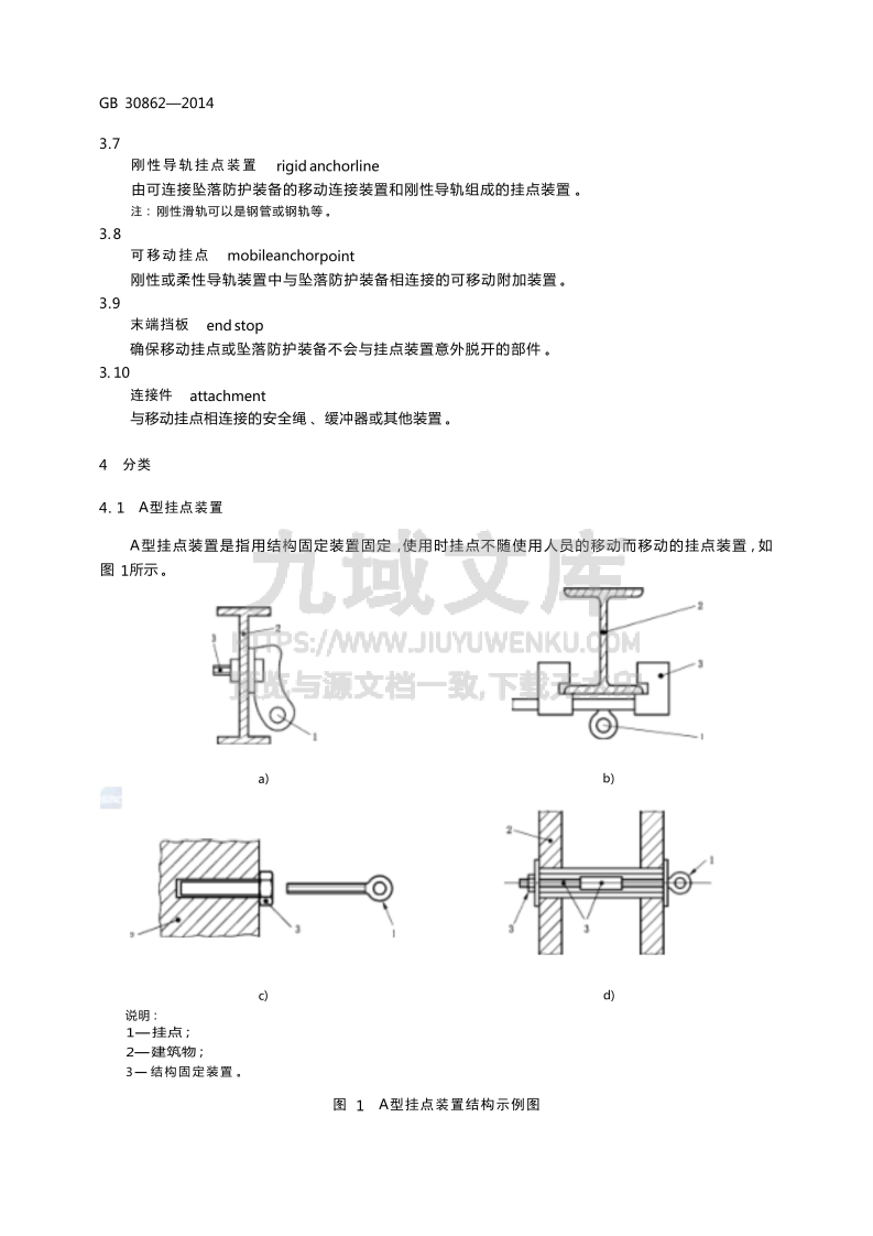 GB 30862-2014 坠落防护 挂点装置 第5页
