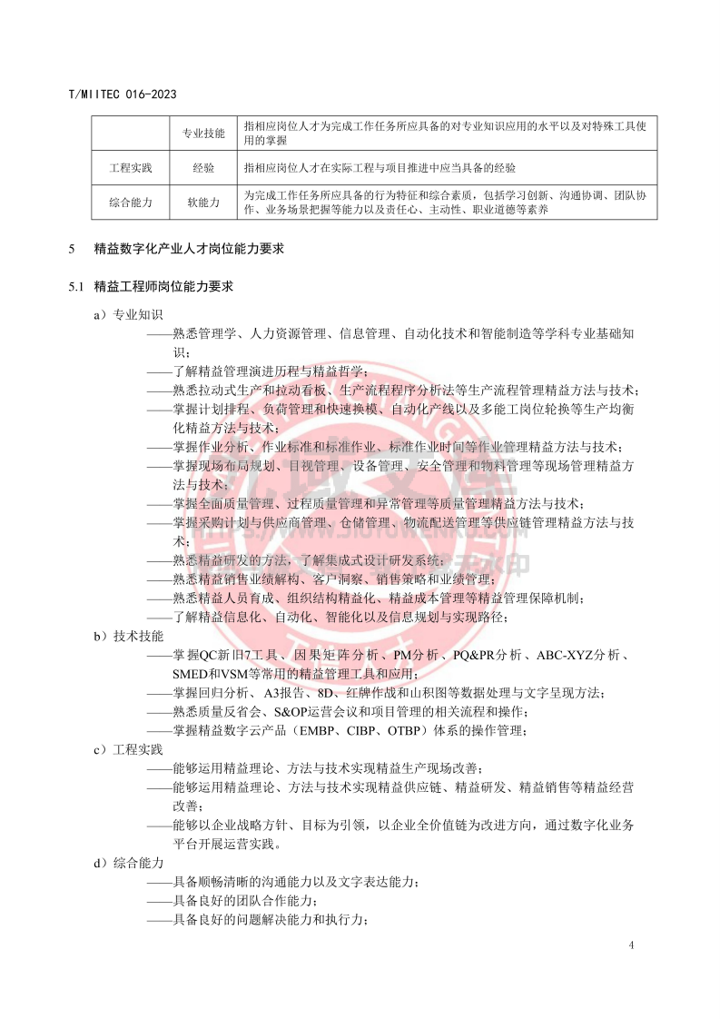 精益数字化产业人才岗位能力要求 第4页