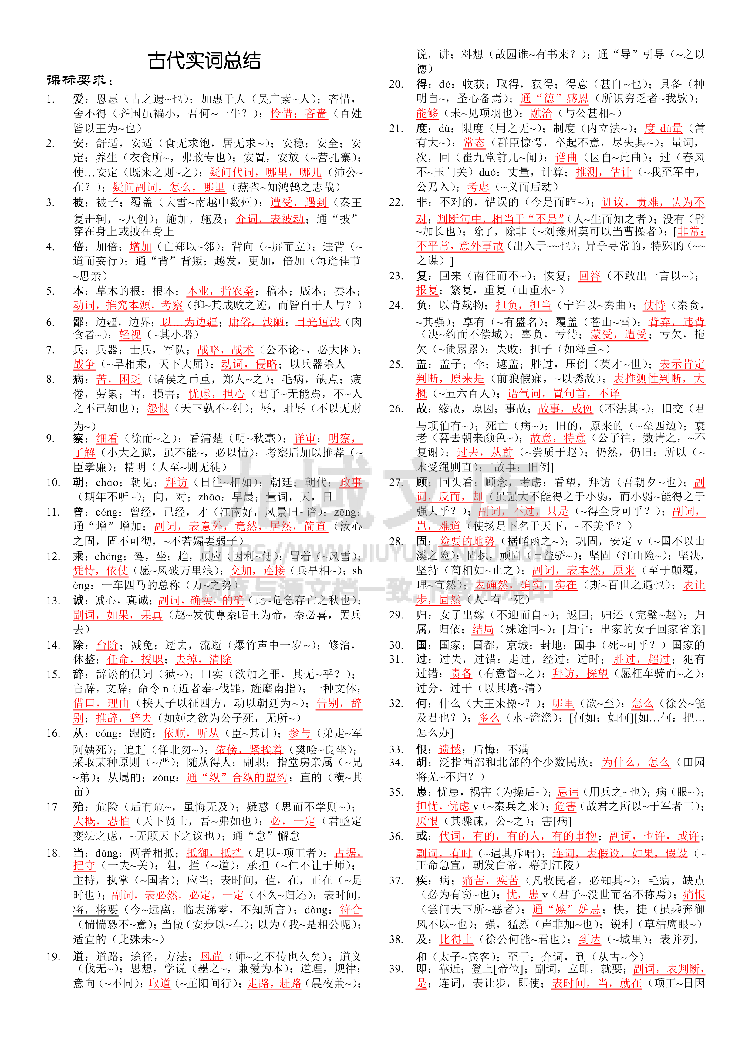 高中语文古代实词总结2 第1页