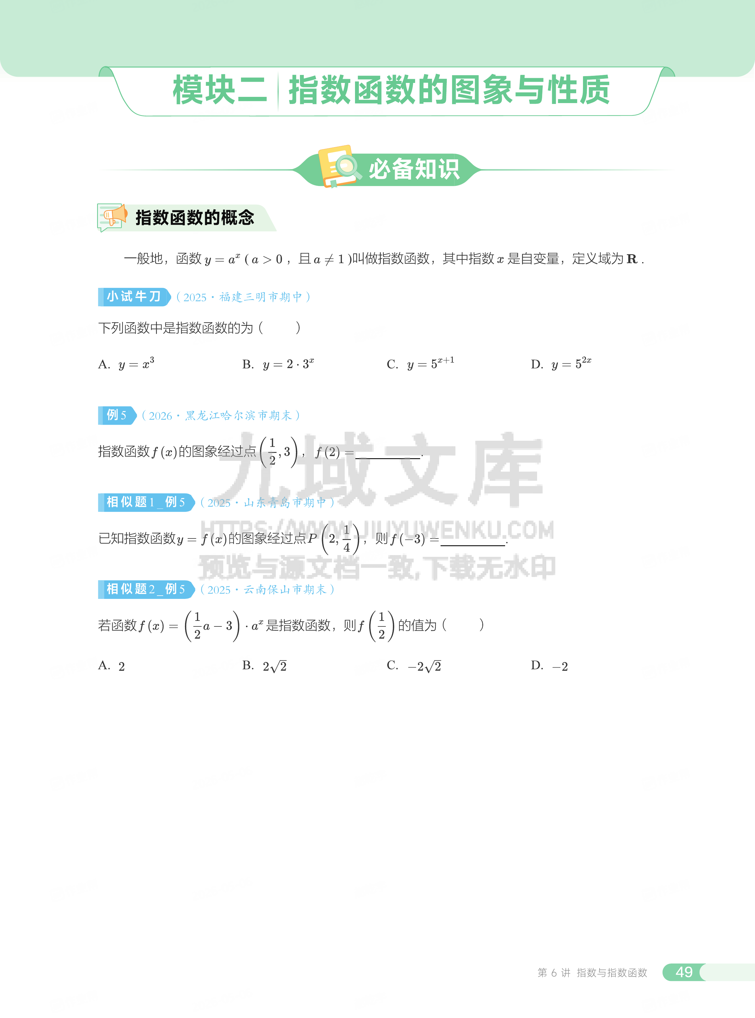 高一数学讲义 第6讲_指数与指数函数 第5页